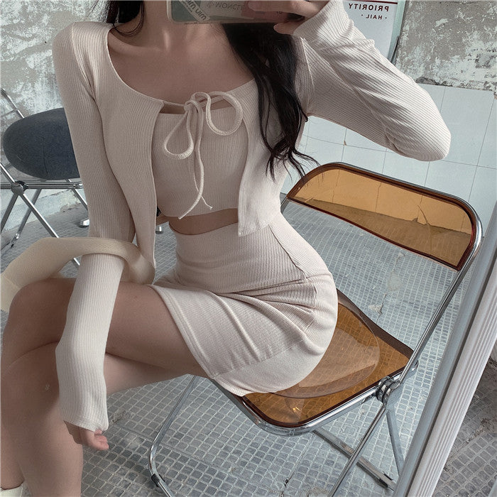 Three-piece Set Of Hip Skirt Jacket Tube Top Camisole