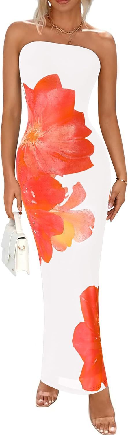 New Women's Slim-fit Contrast Colors Floral Print Dress