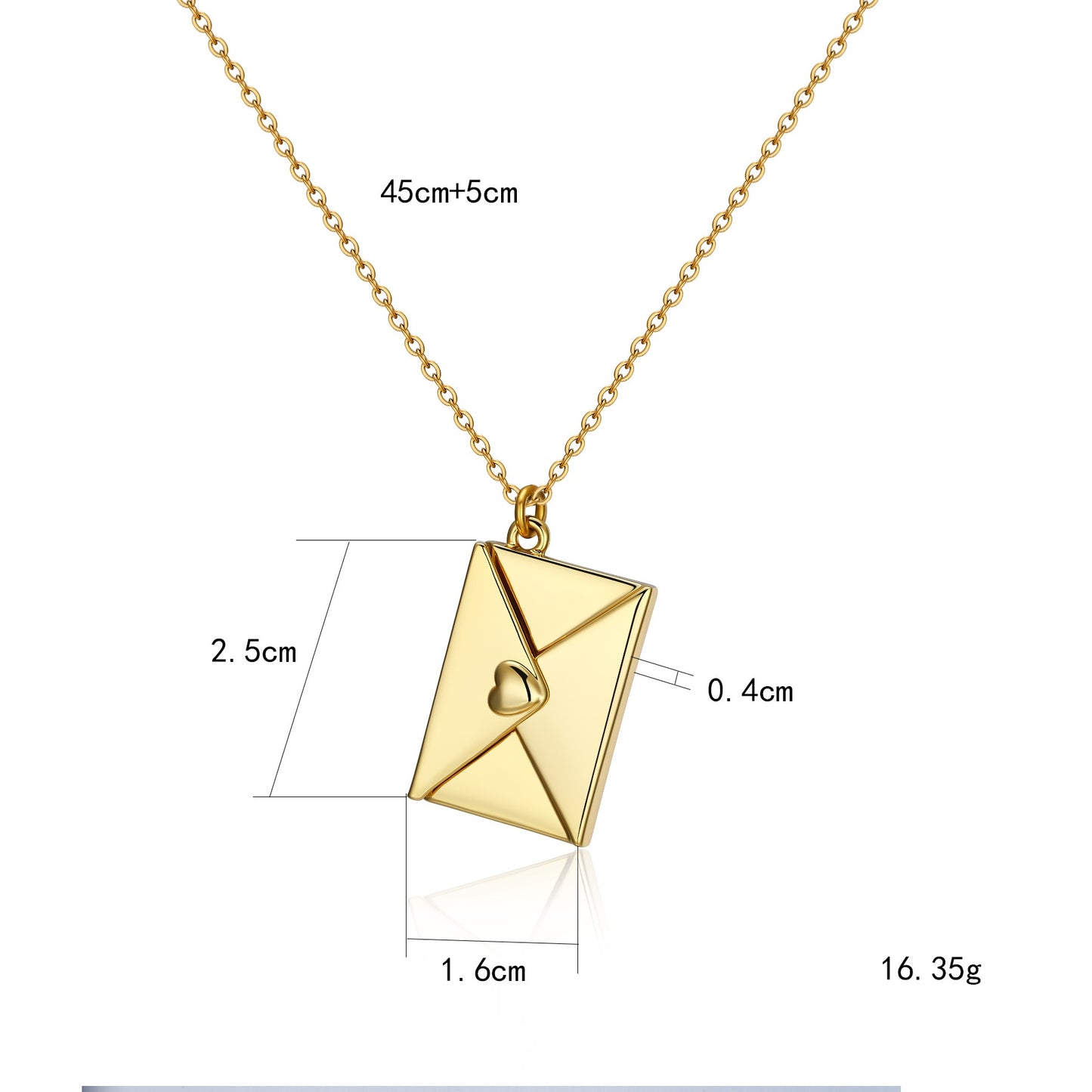 European And American Style Jewelry Envelope Necklace Carved Love Letter Clavicle Chain