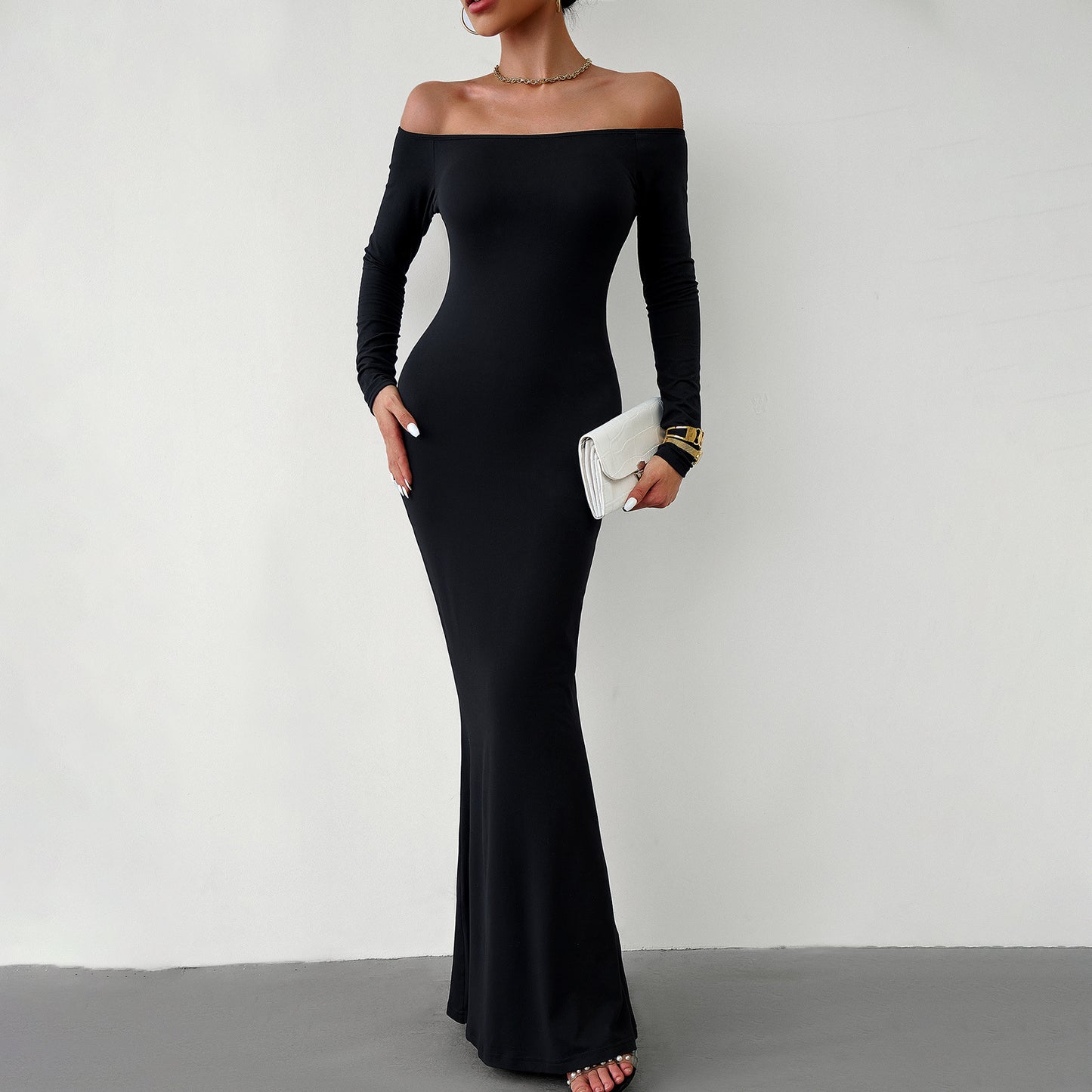 Women's Fashionable Slim-fit Off-shoulder Dress