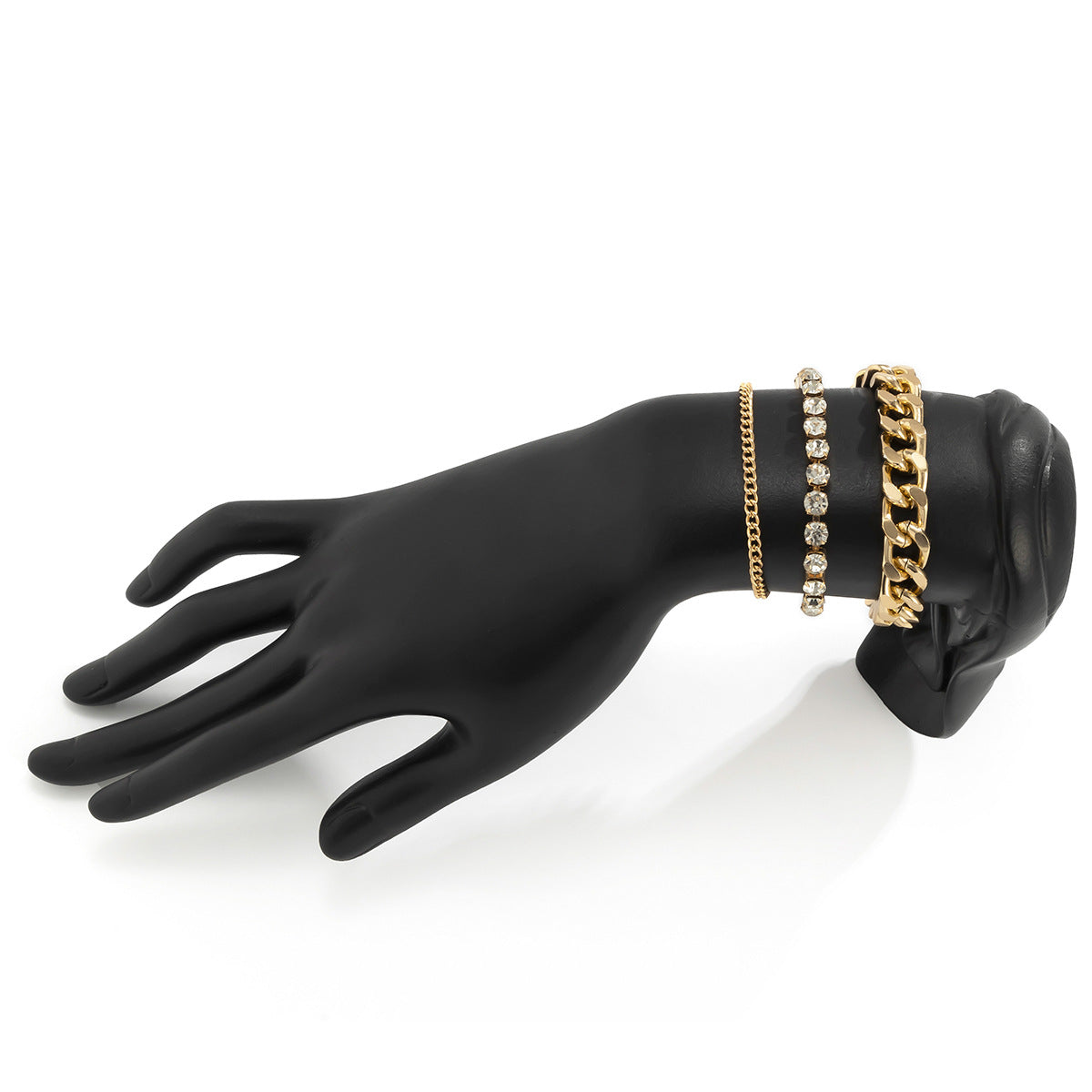 Retro Full Diamond Cross Chain Bracelet Set For Women