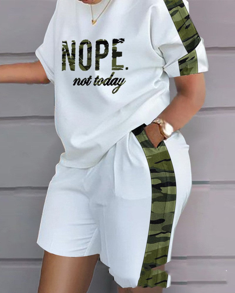 Women's New Printed Short Sleeve Casual Set