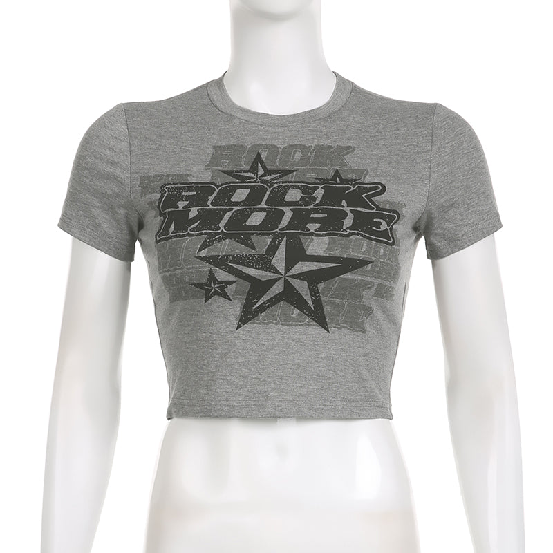 Do Old Alphabet Print Five Star Dart Head Short Sleeve