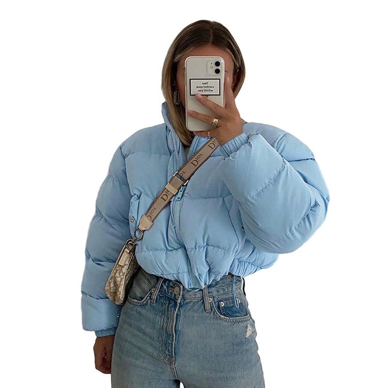 All-Match Stand-Up Collar Zipper Coat Women