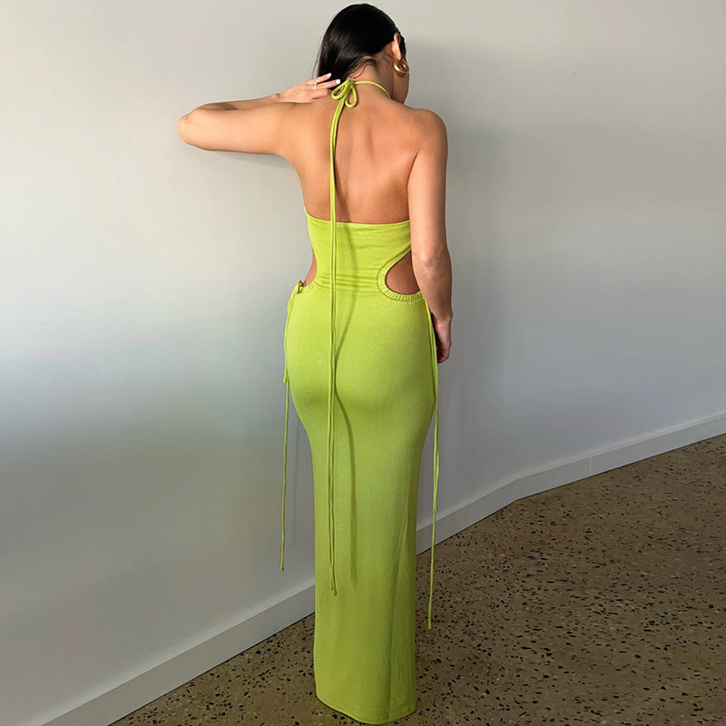 Trim Dress With Hollow Side