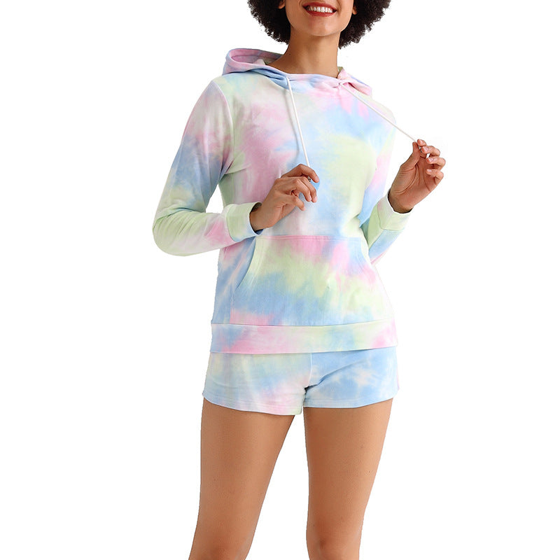Two-piece suit with tie-dye sweater