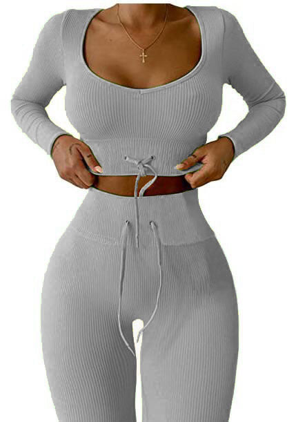 Autumn And Winter New Knitted Nine-point Long-sleeved Sports Yoga Suit