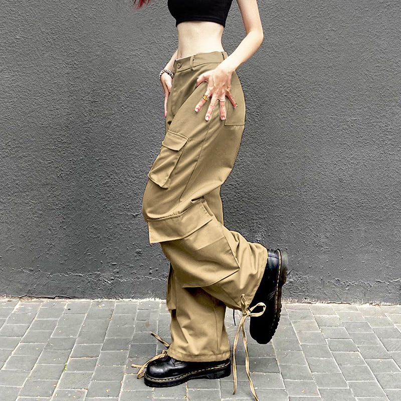 Solid Color Multi-pocket Cargo Pants Simple