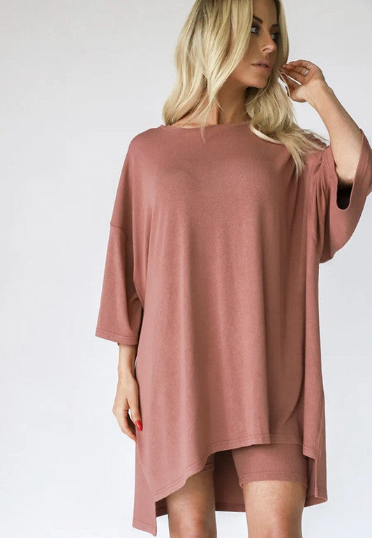 European And American All-matching Loose Casual Home Short Sleeve T-shirt Shorts Set