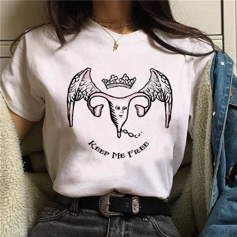 Women's Printed Feminism Print Ladies Short Sleeve T-shirt