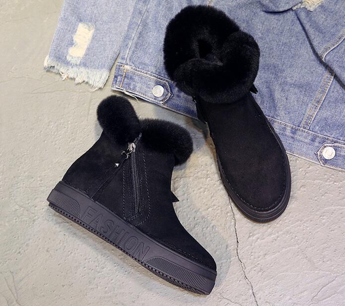 Winter Boots Warm Suede Leather Boots Women Shoes Wedges Non-slip Women Boots