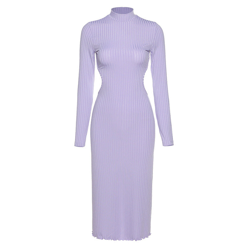 Women's long sleeve back slim dress