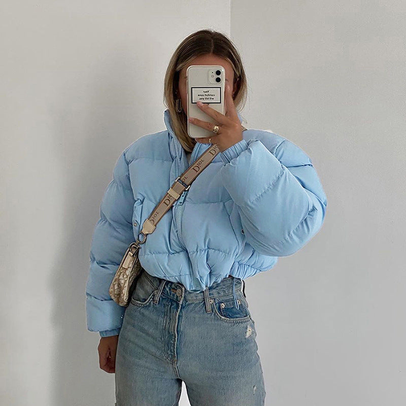All-Match Stand-Up Collar Zipper Coat Women