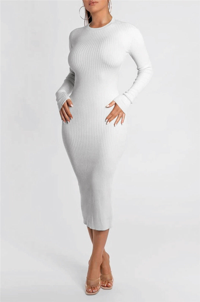 Fall LAZADA Dress Sexy Halter Strap White Tight Long Sleeve Dress