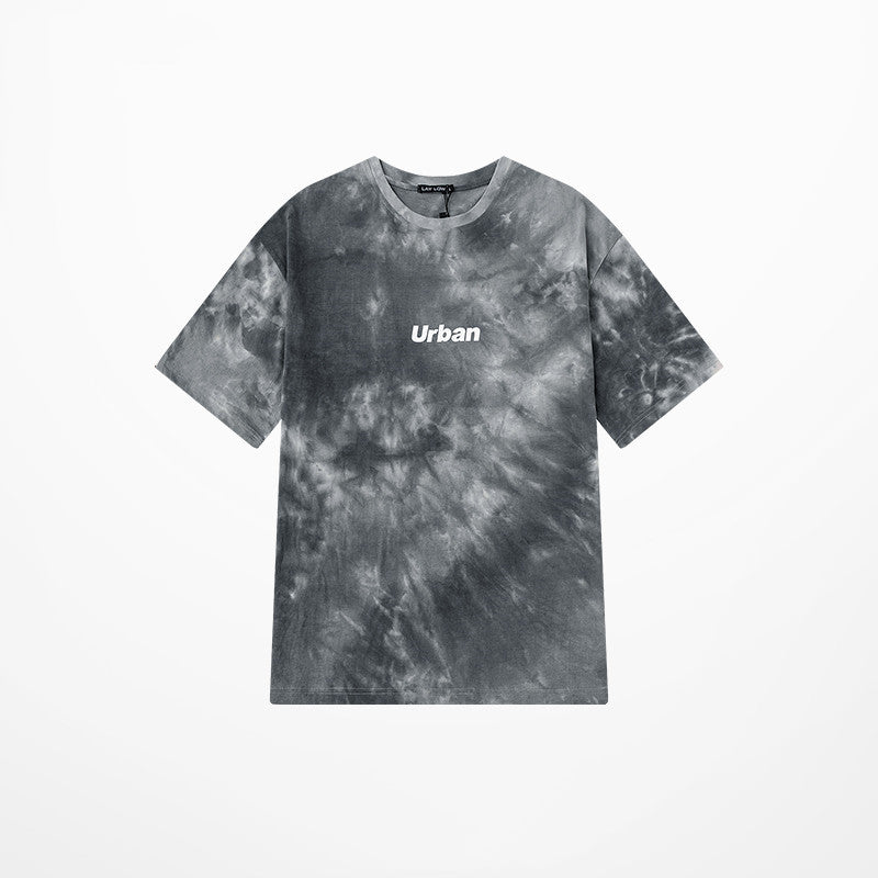 Loose Couple Oversize Gradient Tie-dye Half Sleeve T-shirt