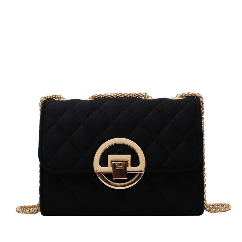 Lingge Embroidery Thread Shoulder Bag Chain Velvet Crossbody Bag