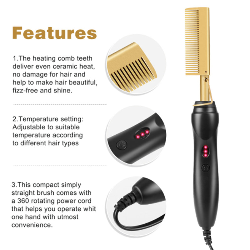 Electric comb for straightening and curling hair