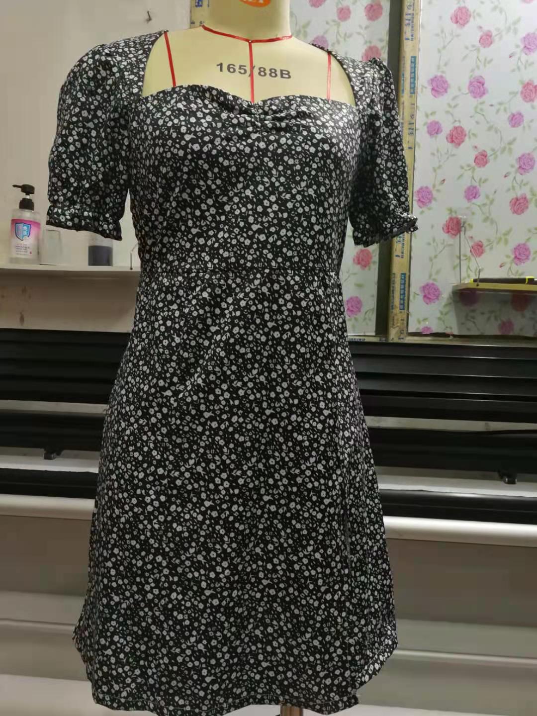 Princess Sleeve Square Neck Sexy Split Floral Dress