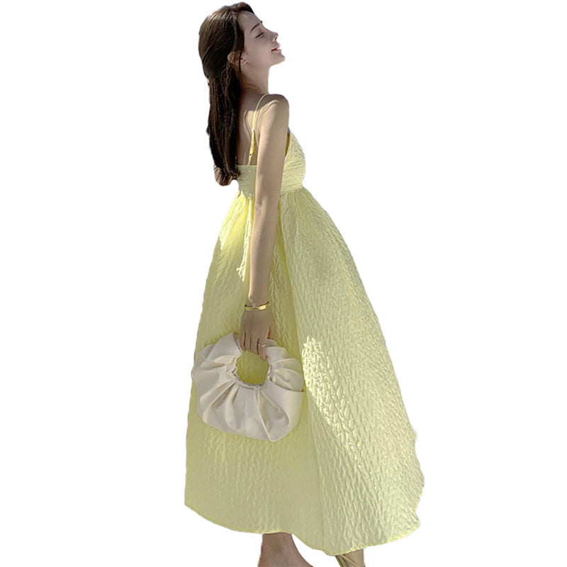 Long Sling Dress With One Word Neckline