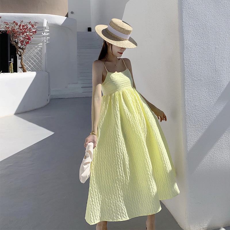 Long Sling Dress With One Word Neckline
