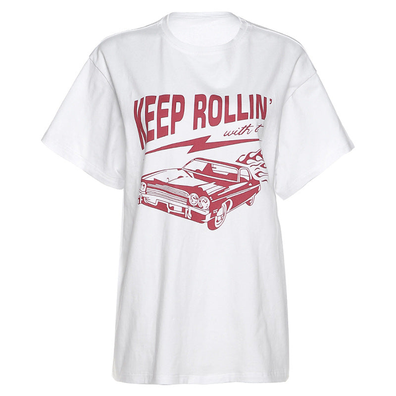 Tie Dye Printed Pullover Round Neck Loose Fit Women's T Shirt