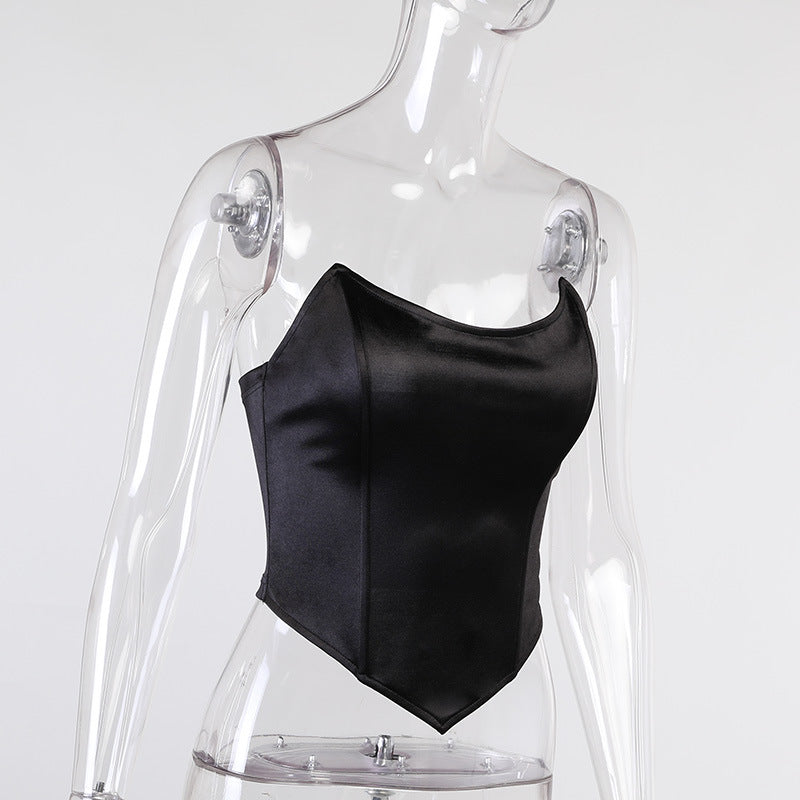 Women Sexy Solid Color Bustiers Corsets Off Shoulder Tank Top Clubwear Crop Tops Slim Vest Outwear