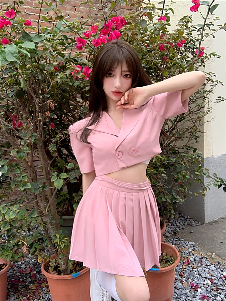 Suit Jacket Female Short Thin Pink Design Sense