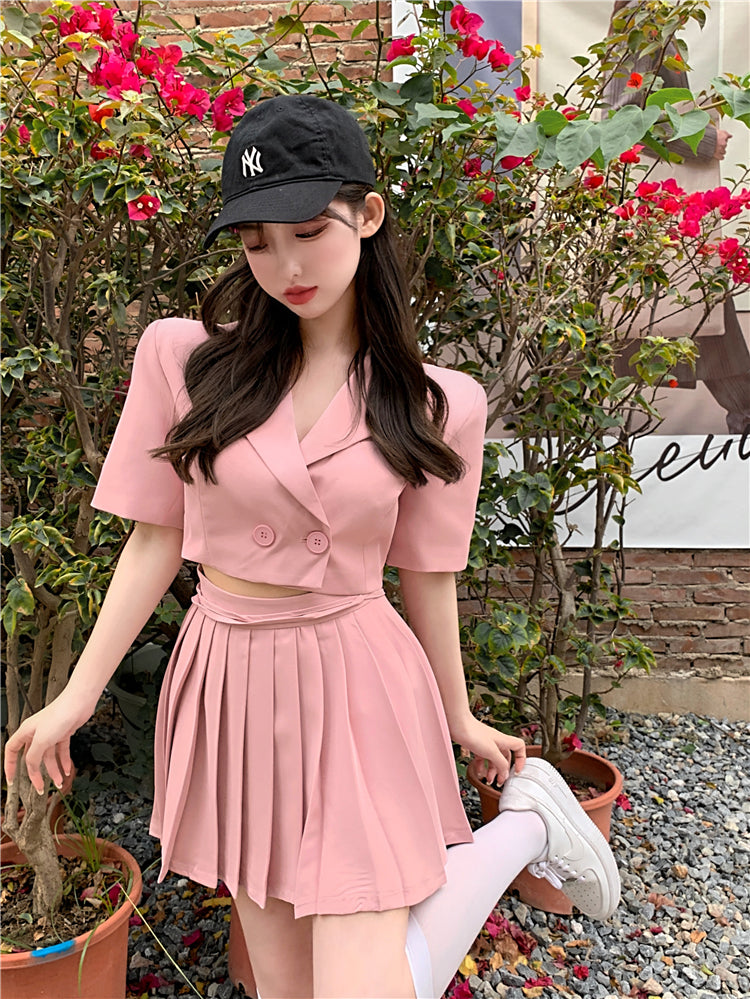 Suit Jacket Female Short Thin Pink Design Sense