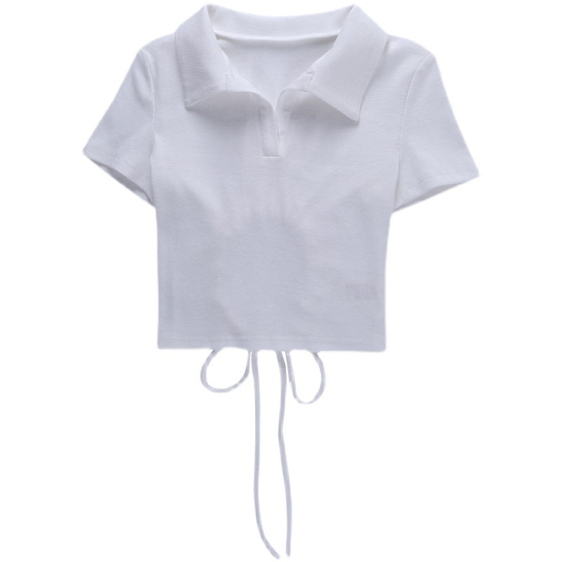 Women's White Blouse With Hollow Necktie