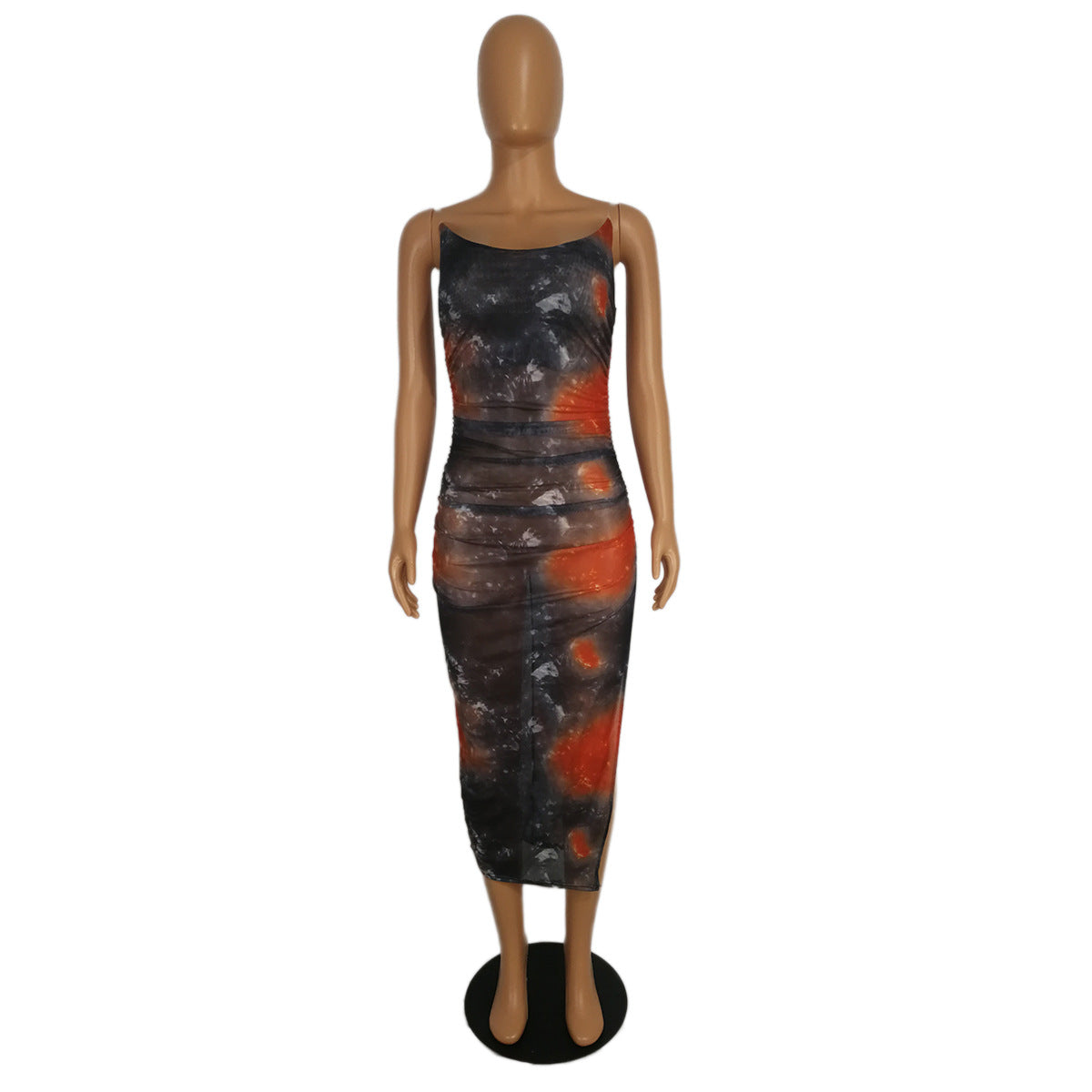 European And American Women's Strapless Tie-dye Dress
