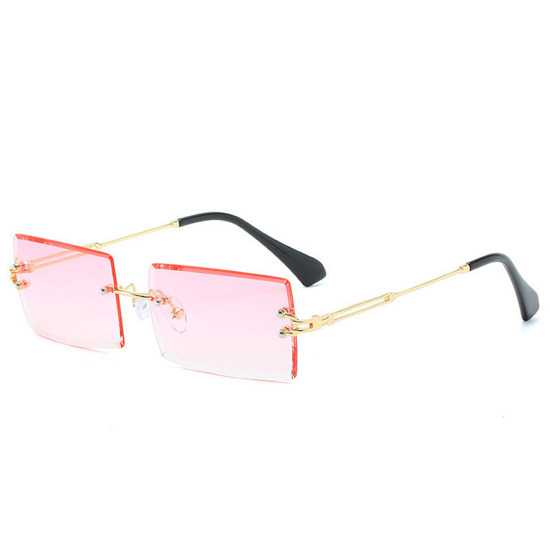 Lunettes De Soleil En Alliage Petit Rectangle Sans Cadre