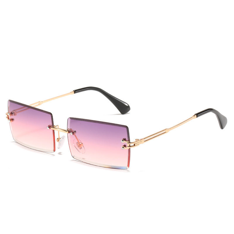 Lunettes De Soleil En Alliage Petit Rectangle Sans Cadre