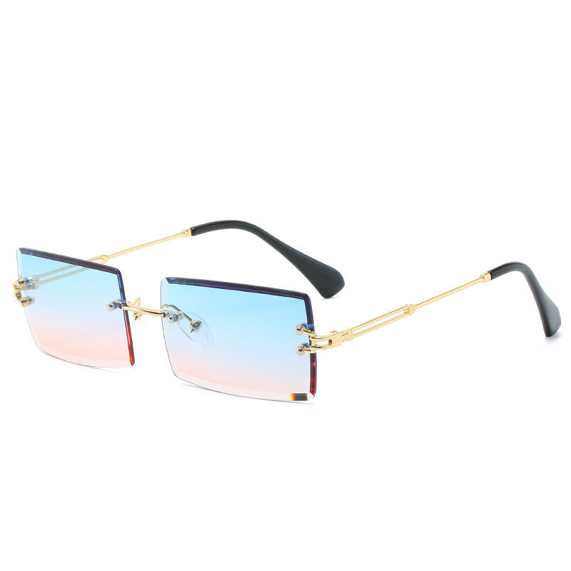 Lunettes De Soleil En Alliage Petit Rectangle Sans Cadre