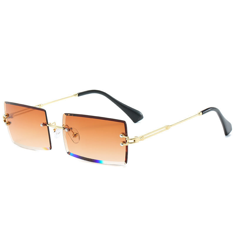 Lunettes De Soleil En Alliage Petit Rectangle Sans Cadre