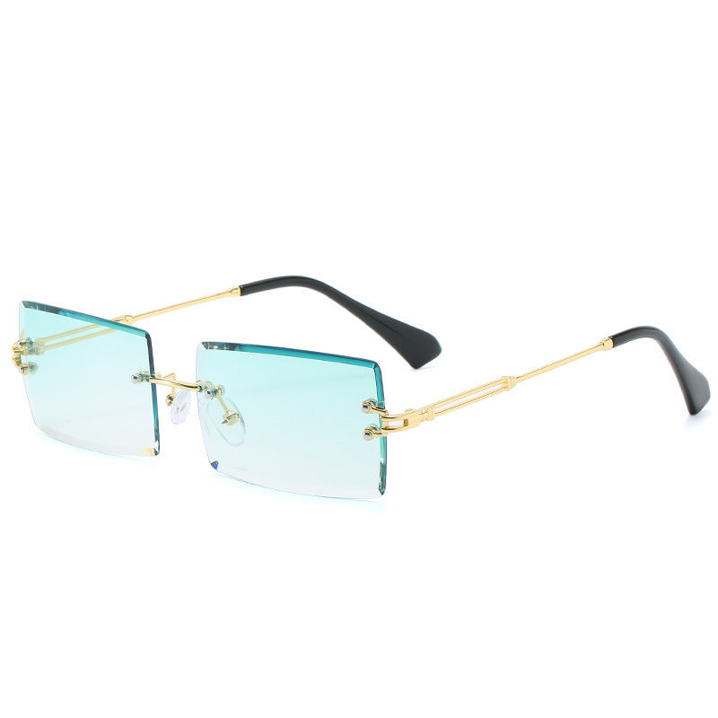 Lunettes De Soleil En Alliage Petit Rectangle Sans Cadre