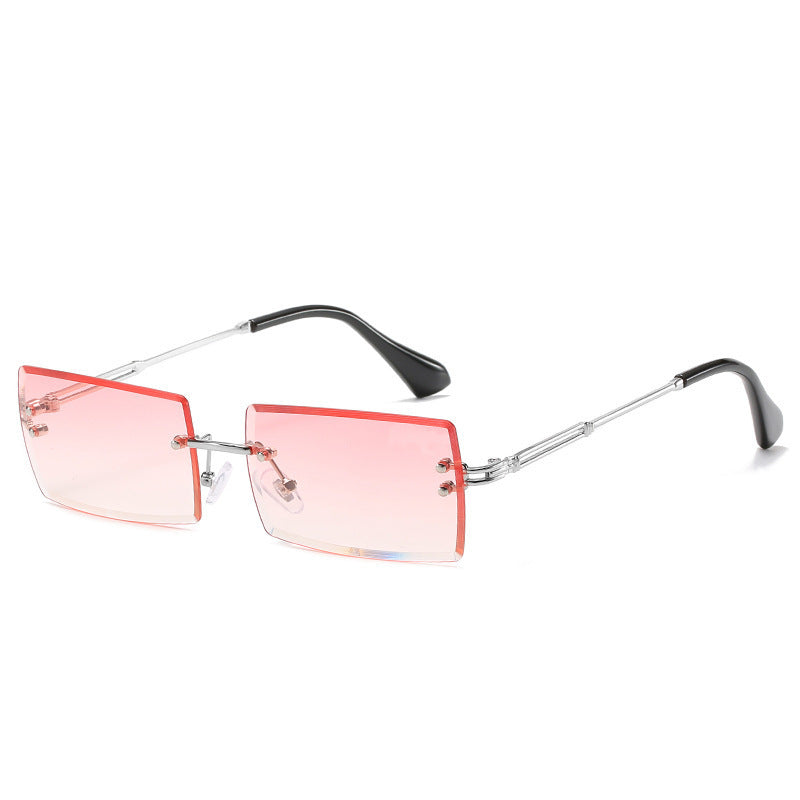 Lunettes De Soleil En Alliage Petit Rectangle Sans Cadre