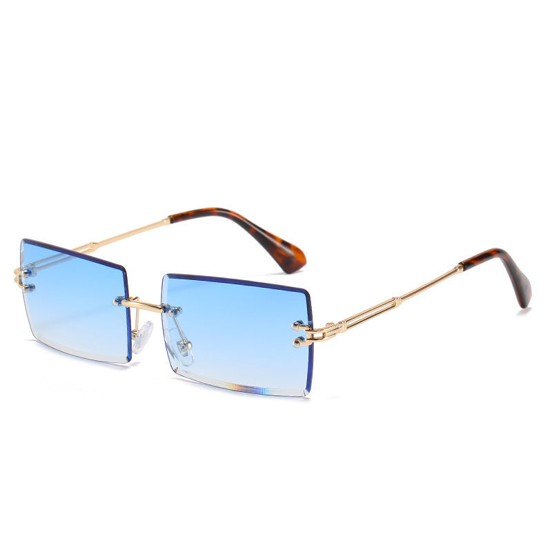 Lunettes De Soleil En Alliage Petit Rectangle Sans Cadre