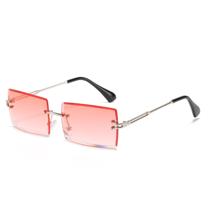 Lunettes De Soleil En Alliage Petit Rectangle Sans Cadre