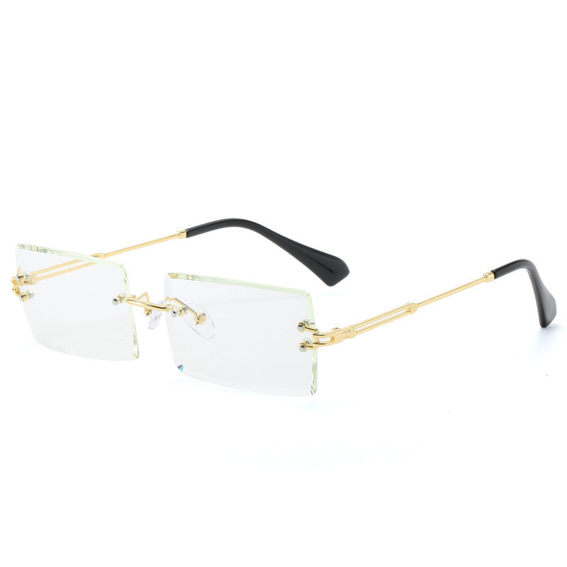 Lunettes De Soleil En Alliage Petit Rectangle Sans Cadre
