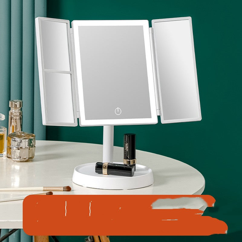 Desktop makeup mirror with lights Intelligent folding mirror