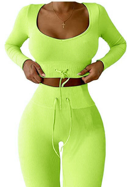 Autumn And Winter New Knitted Nine-point Long-sleeved Sports Yoga Suit