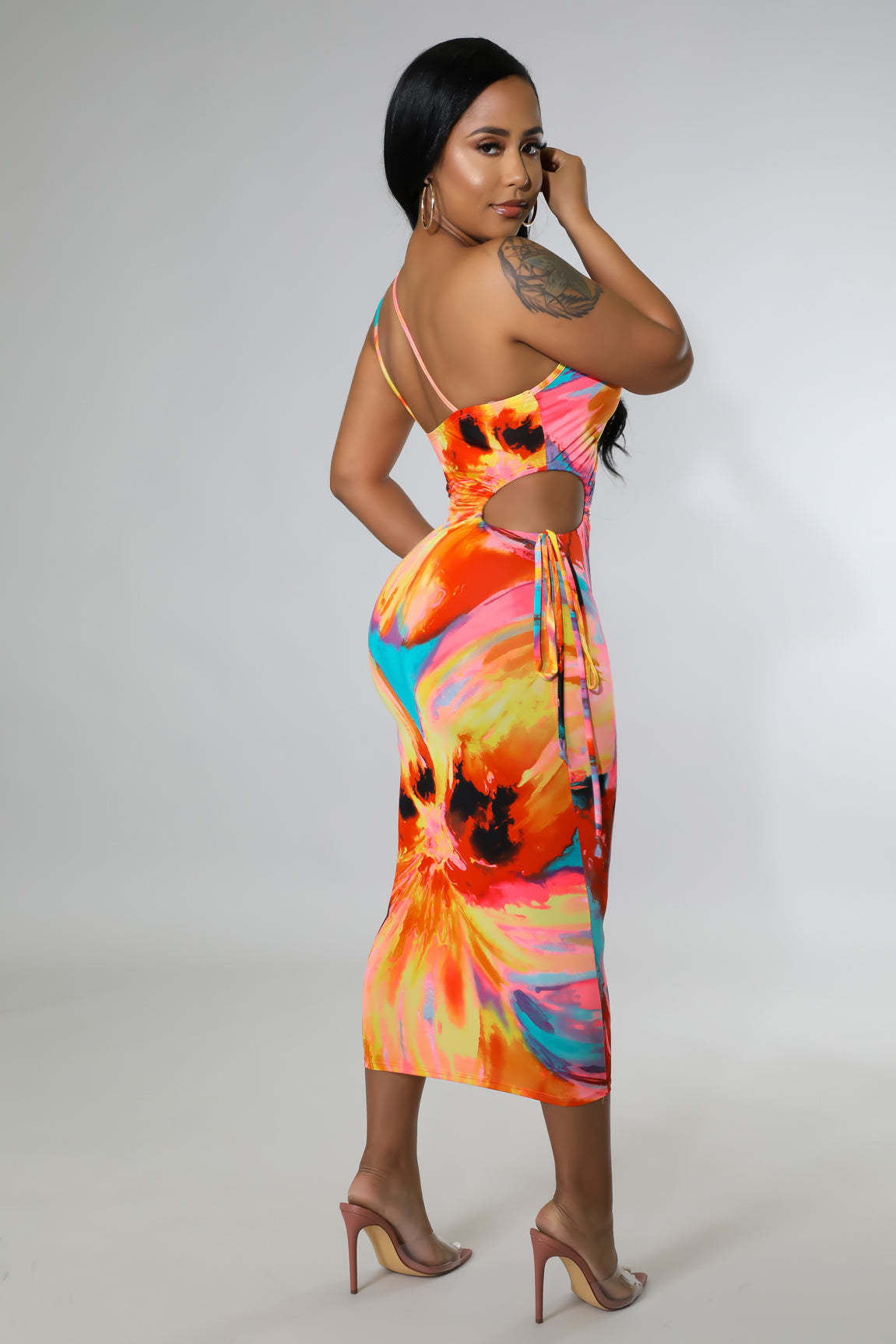 Women's Printed Cut Out Fashion Dress