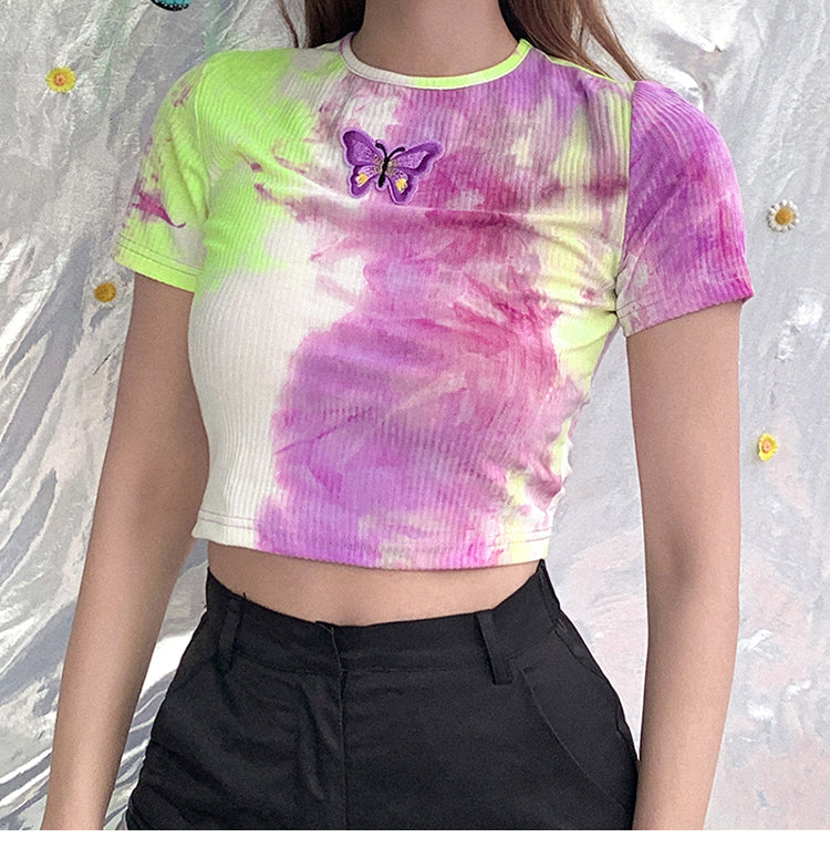 Tie-dye butterfly t-shirt short sleeve shirt