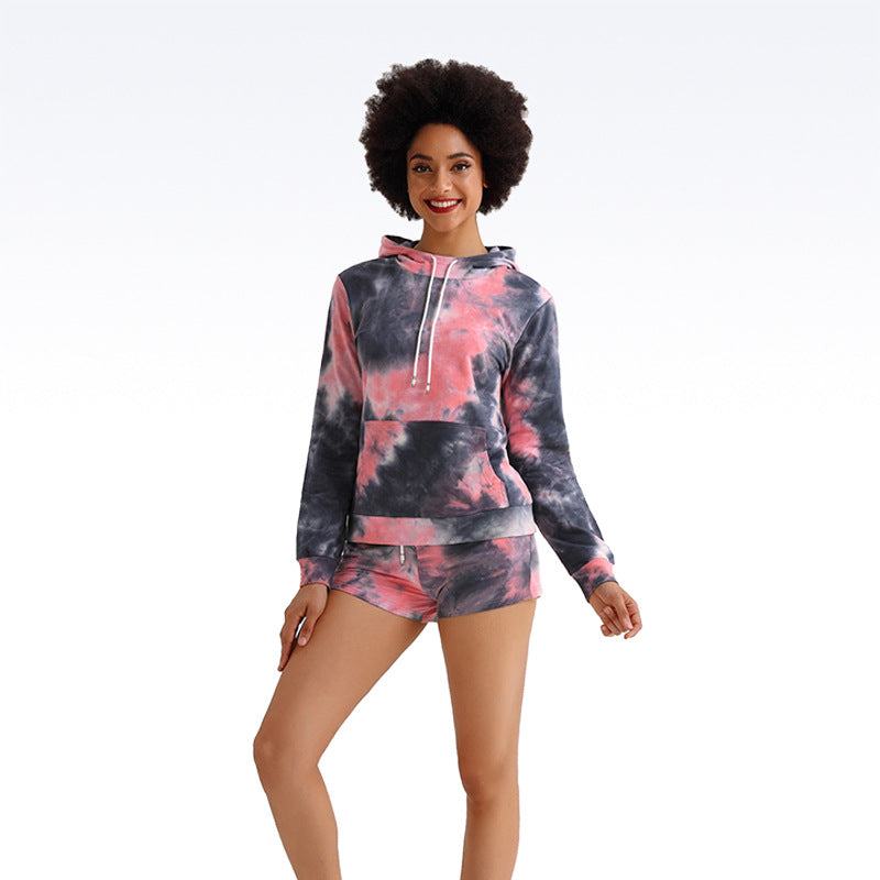 Two-piece suit with tie-dye sweater
