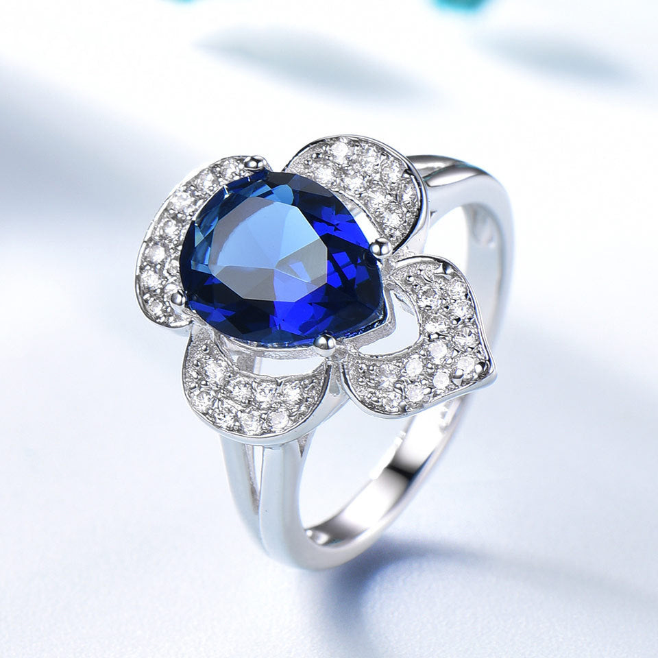 Sapphire Flower Ring