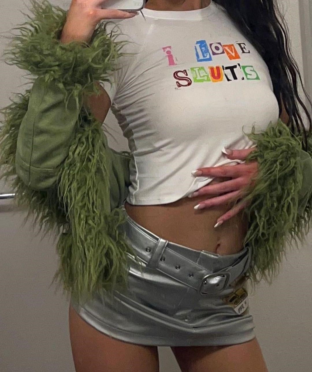 Printed Short-sleeved T-shirt Slim Fit Midriff-baring Round Neck Short Top
