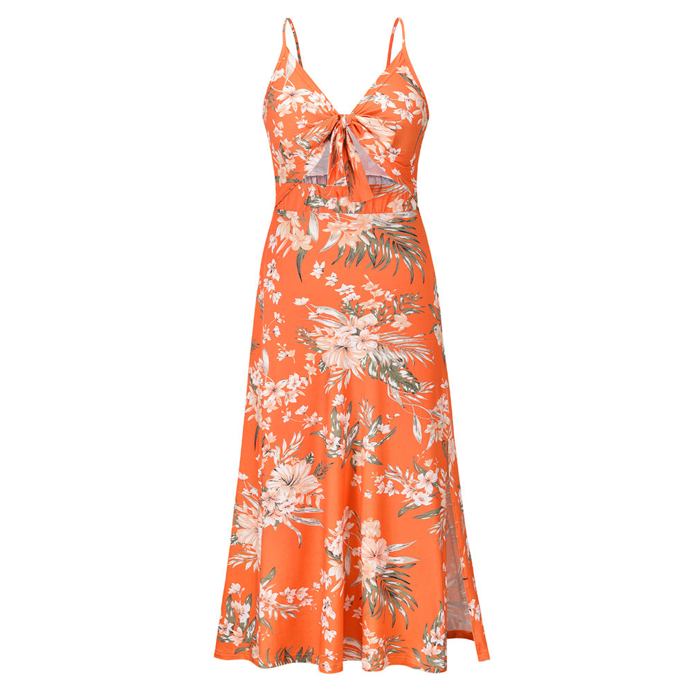 Spring And Summer Slim Printed Long Dress Women's Clothing Large Size