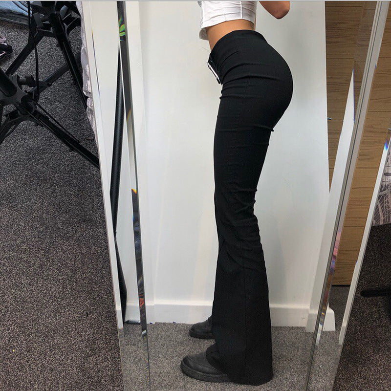 Ladies Fashion Bottoming Black Casual Trousers