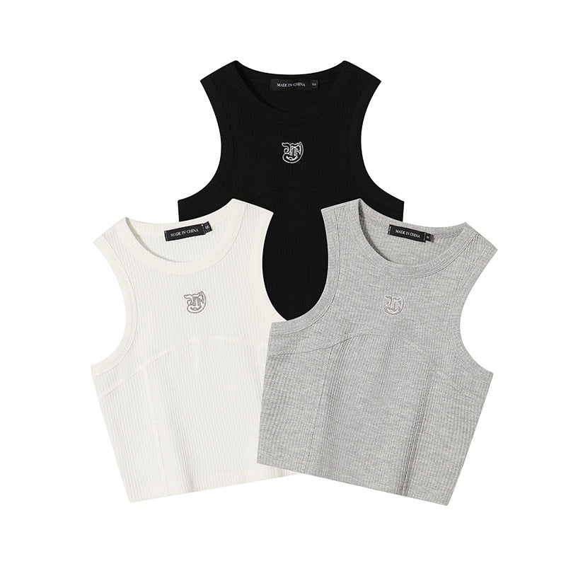 New Solid Color Slim Round Neck Sleeveless Vest For Women