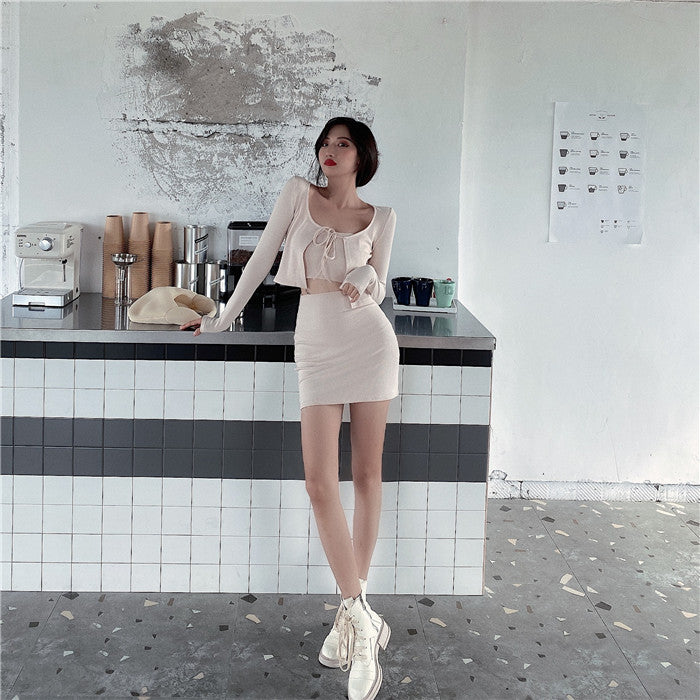 Three-piece Set Of Hip Skirt Jacket Tube Top Camisole